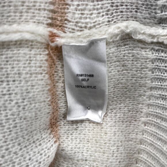 Fate Sweater Womens Large White Yellow Striped Knit Pullover soft crew neck - Picture 10 of 15